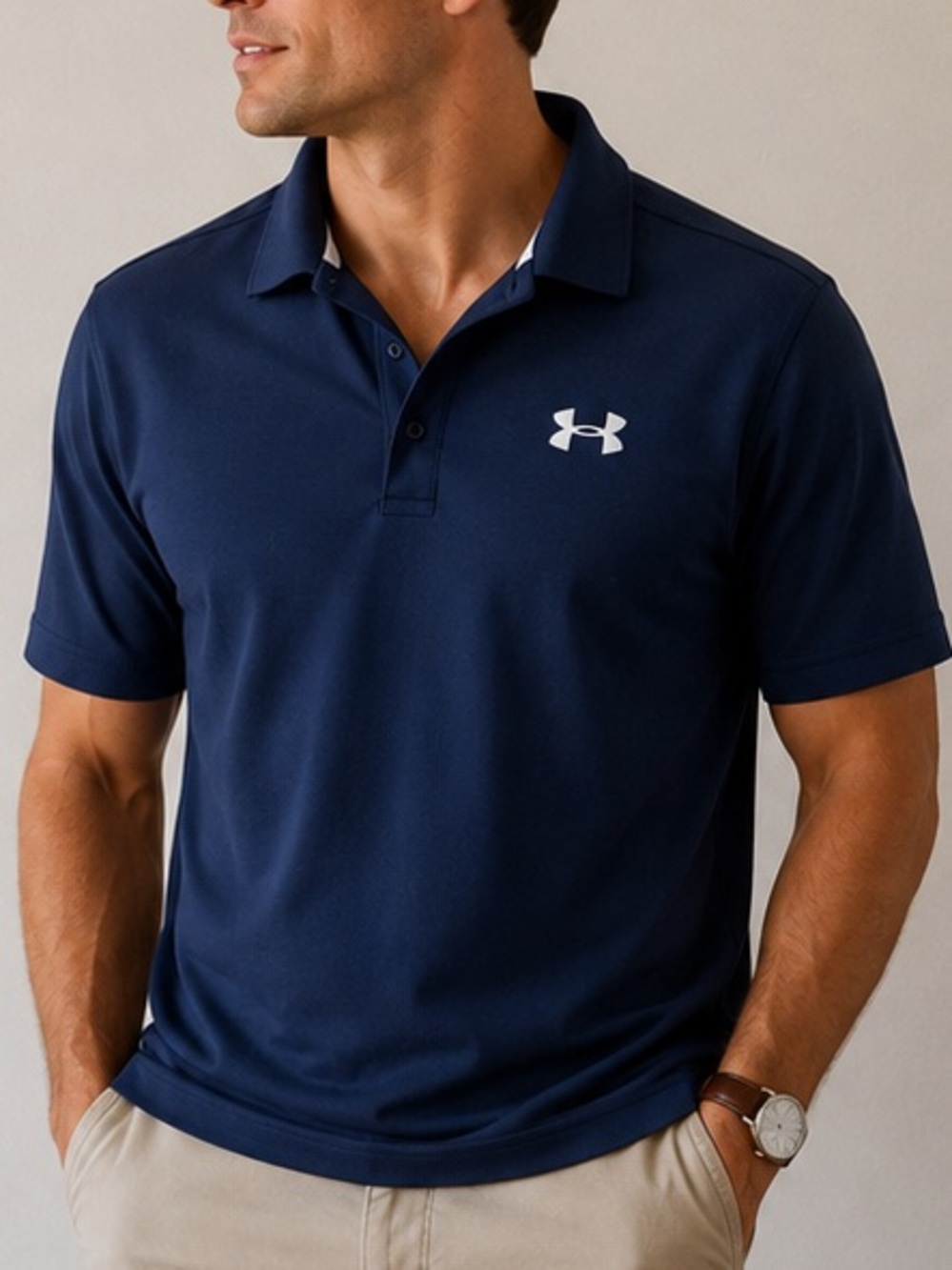 Under Armour Navy Polo Shirt with White Logo